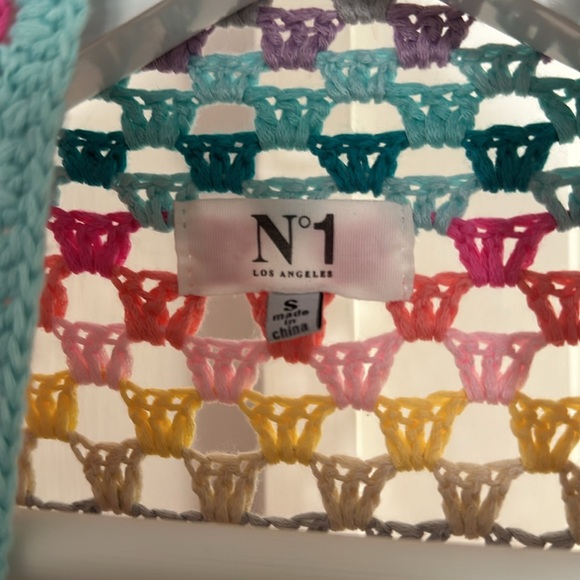 N1 Los Angeles crochet sweater fringe duster blue - Picture 5 of 11